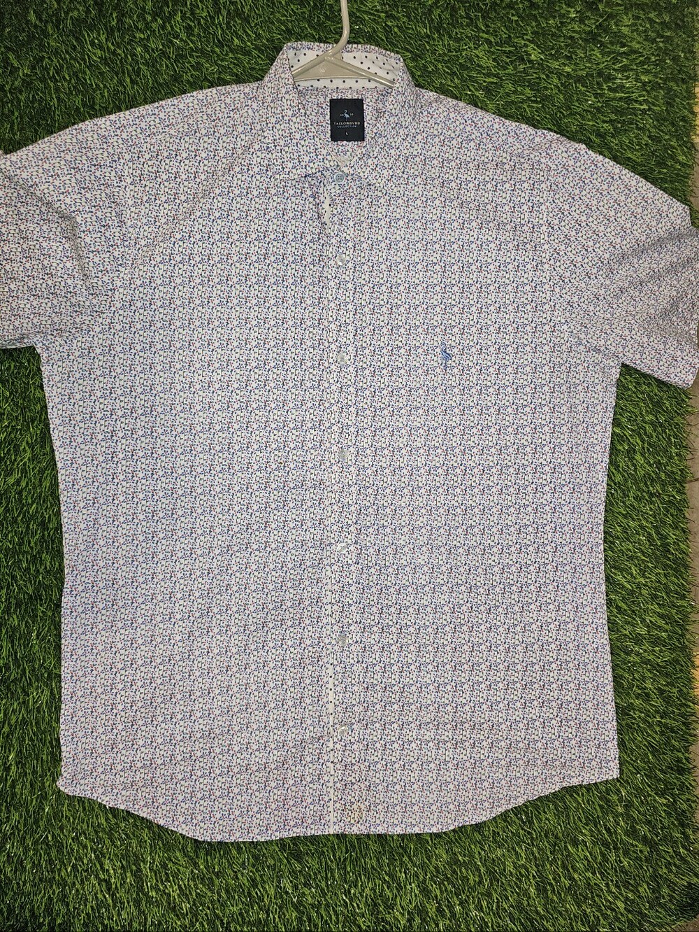 Tailorbyrd Short Sleeve Patterned Button Down Shirt - L